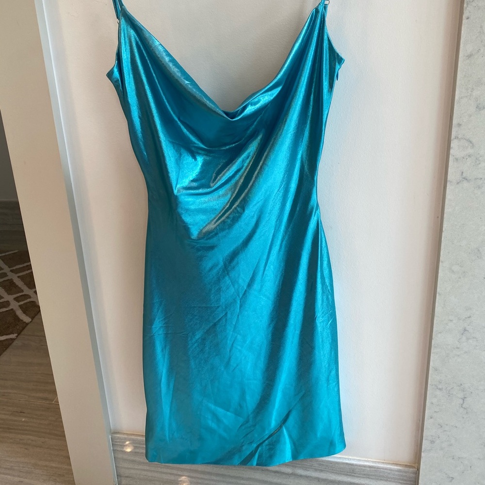 Meshki metallic blue mini dress